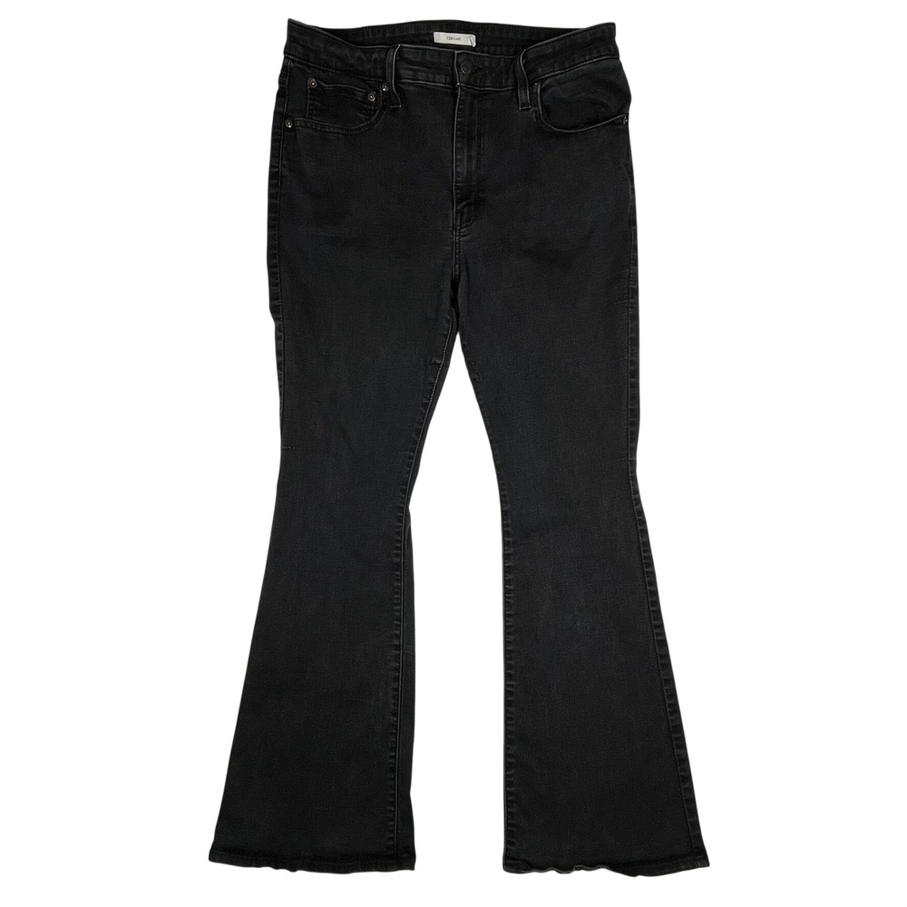 Levi's 726 Flare Jeans Women 34x32 (Fits 34x30) Black High Rise Stretch Denim